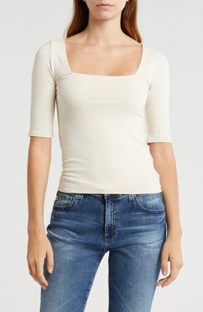 7 For All Mankind Double Layer Scoop Neck Top in Cream at Nordstrom Rack, Size X-Small