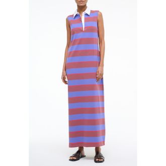 Staud Julius Sleeveless Polo Maxi Dress in Atlas Rugby Stripe at Nordstrom Rack, Size X-Small