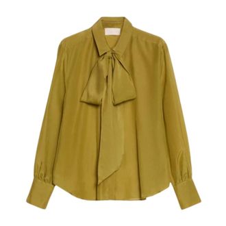iBlues Overhemden, Dames, Groen, L, Katoen, Katoenen-zijden Blouse