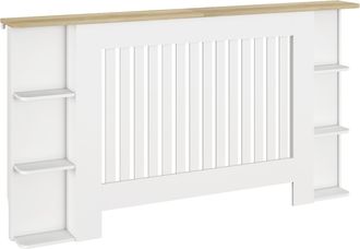 OEM Cubre Radiadores Con Estantes Cubreradiador De Mdf Dise&ntilde;o Moderno De Listones Para Sal&oacute;n Dormitorio 152x19x83 Cm Blanco