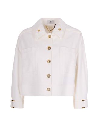 Elisabetta Franchi Gabardine Overfit Jacket with Double Collar
