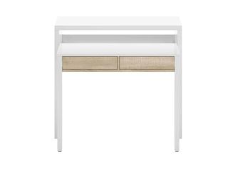 Usinestreet Mesa escritorio extensible con 2 cajones - L100 cm - Efecto Roble