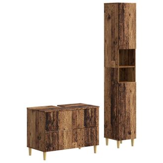 vidaXL Juego De Gabinete De Ba&ntilde;o De 2 Piezas Delft Madera Envejecida Vidaxl