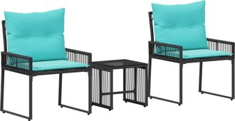 vidaXL Juego De Muebles De Exterior 7 Uds. Negro Y Turquesa Vidaxl