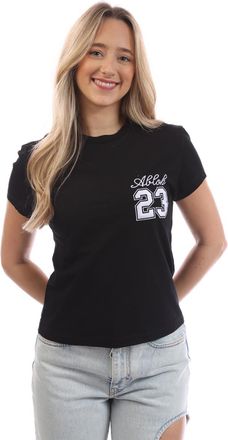 Off-white Womens Off White 23 Embroidered Fitted T-Shirt in Black-White Cotton - Size 10 UK
