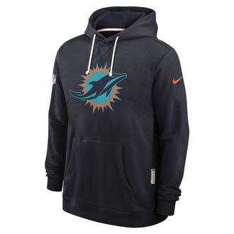 Nike Miami Dolphins Rivalries Collection Sideline Nike Mens Dri-FIT NFL Pullover Hoodie in Blue | 03AZ4FA9P-LF7