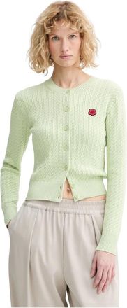 Kenzo Boke Flower Kabelgebreid Vest - Dames - Vesten - Zwart - L - Katoen - Truien & Vesten