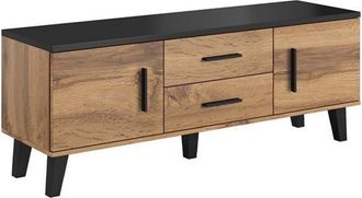 Mirjan24 Mobilier1 - Mueble Tv Larfloi 103, Roble Wotan + Negro, N&uacute;mero De Puertas: 0, N&uacute;mero De Cajones: 0, 140x53x40cm