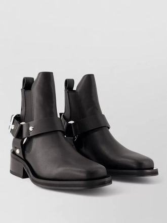 Ganni chelsea ankle boots buckle leather