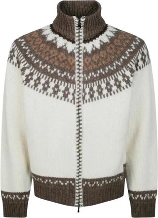 Altea Giubbino Maglia Jaquard - Heren - Vesten - Beige - M - Wol - Truien & Vesten