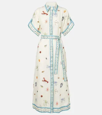 Alemais Sandy embroidered linen shirt dress