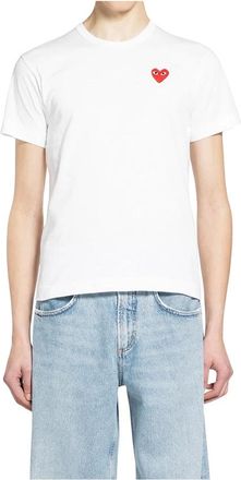 Comme Des Gar&ccedil;ons T-Shirts, male, White, L, T-Shirt Emblem Knit