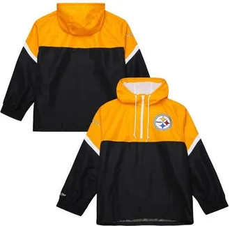 Mitchell & Ness Mens Mitchell & Ness Gold/Black Pittsburgh Steelers Tie Breaker Vintage Logo Lightweight Anorak Half-Zip Windbreaker at Nordstrom, Size Medium