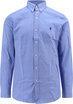 Polo Ralph Lauren Blauw Stretch Katoenen Slim Fit Overhemd - Heren - Casual Overhemden - Blauw - L - Katoen - Overhemden