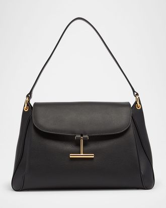 Tom Ford Tara Flap Shoulder Bag in Grain Leather