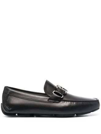 Ferragamo logo-plaque loafers - men - Leather/Leather/Rubber - 10.5EEE - Black