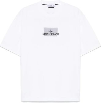 Stone Island T-Shirt Combed Organic Cotton Jersey With Grid Print