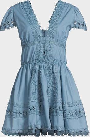 Peixoto Piper Lace-Trimmed Cotton Mini Dress