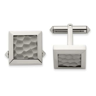 Diamond2Deal Titanium Polished and Hammered Cuff Links