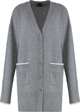 Pinko Cardigans, female, Gray, XS, Wool Cashmere Cardigan with Pockets