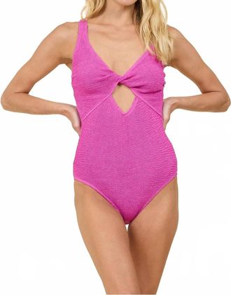 Surf Gypsy Krinkle Front Twist Cut Out One Piece In Wild Berry