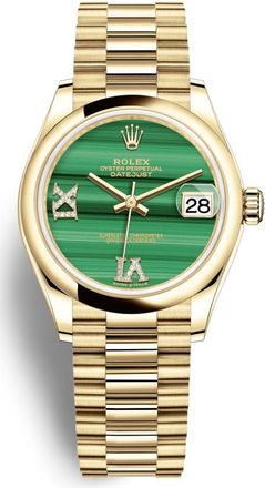 Rolex Datejust 31 Malachite Diamond Dial Automatic 18kt Yellow Gold Rolex President Watch 278248MLRDP