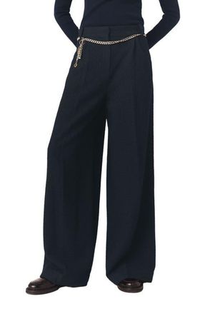 Maje Tweed trousers in Navy at Nordstrom, Size 42 Eu