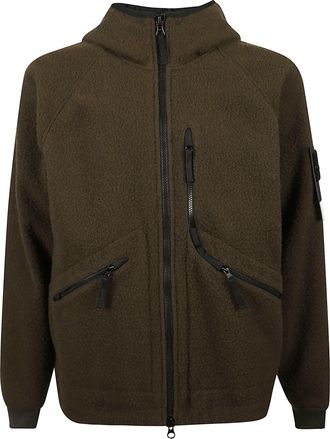 Stone Island Logo Patch Boxy Brown Wool Jacket