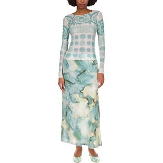 Anna Sui Cosmos Mesh Skirt in Jade Multi at Nordstrom, Size X-Small