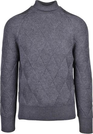 Alpha Studio Truien & Vesten, Heren, Grijs, XL, Wol, Maglione Collo Alto