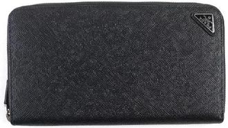 Prada Pre-owned Wallets, male, Black, Size: ONE SIZE Pre-owned Triangle logo Saffiano Long Wallet