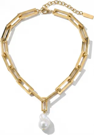 Pompeii3 17 Terry Chain Chunky Heavy Weight Baroque Freshwater Pearl 25mm Pearl Necklace
