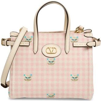 Valentino Garavani Small Antibes Gingham Canvas Tote in Ivory/Multi at Nordstrom