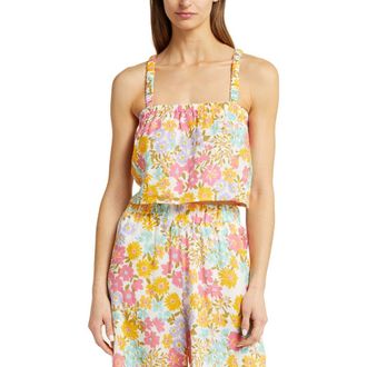 Vitamin A Tallows Floral Linen Cover-Up Crop Top in Ecolinen Wildflower at Nordstrom Rack, Size Small