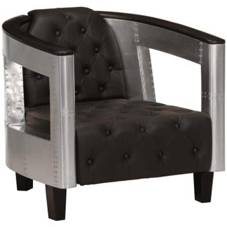 vidaXL Vidaxl - Sill&oacute;n De Aviador De Cuero Aut&eacute;ntico Negro