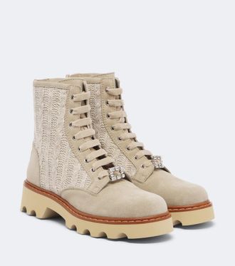 Roger Vivier Viv Rangers Truck knitted suede ankle boots