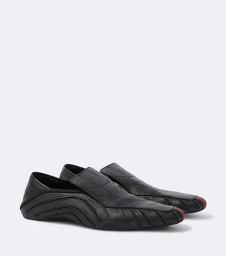 Gucci Mesh-trimmed leather loafers