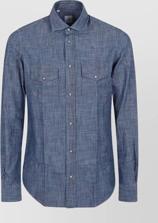 Eleventy long sleeve cotton shirt with flap pockets