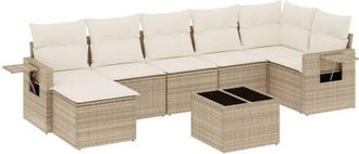 vidaXL Vidaxl - Juego De Sof&aacute;s De Jard&iacute;n Con Cojines Beige 8 Pzas Rat&aacute;n Pe