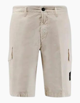 Stone Island Mens Stone Island Beige Cotton Cargo Shorts - Cream - Size: 34/32