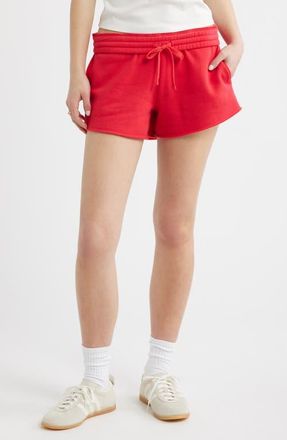 BP. Foldover Fleece Mini Sweat Shorts in Red Saucy at Nordstrom, Size Xx-Small