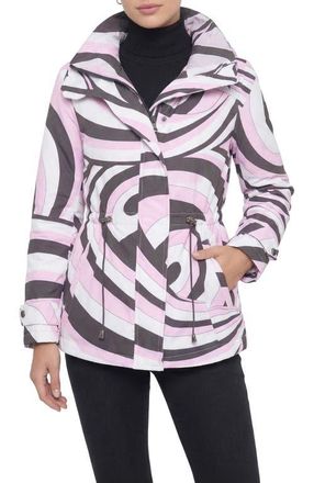 Gorski Lightweight Printed Jacket, Concealed Hood in Pink Swirl at Nordstrom, Size X-Small