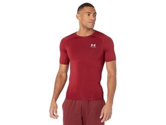 Under Armour Heatgear Armour Compression Short Sleeve Mens Clothing Cardinal/White : MD, Polyester