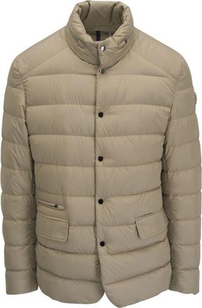 Moncler logo-patch puffer jacket - men - Down/Feather/Polyester - 4 - Neutrals