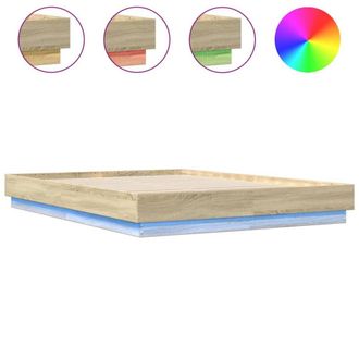 Berkfield Home Bed Frame with LED without Mattress Sonoma Oak 160x200 cm in Brown