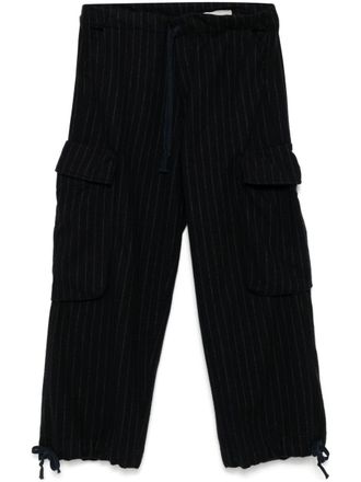 Greg Lauren pinstriped wide trousers - Blue