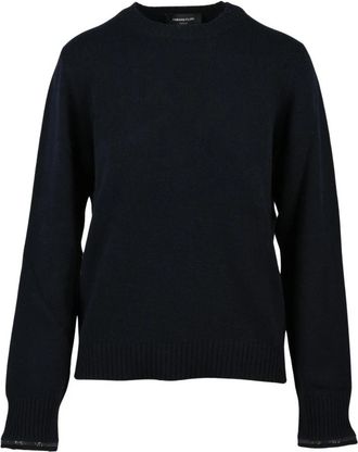 Fabiana Filippi Pullover met ronde hals - Dames - Ronde hals truien - Blauw - M - Wol - Truien & Vesten