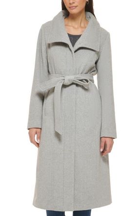 Cole Haan Womens Slick Belted Long Coat in Light Grey at Nordstrom, Size 12