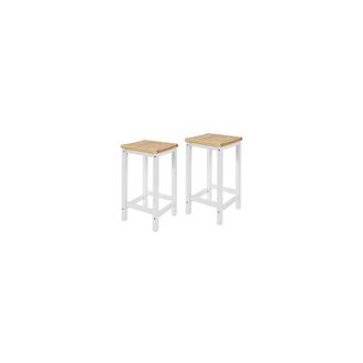 SoBuy 2 x Taburetes de Bar Cuadrado Silla Cocina Madera de Caucho y Pino Blanco FST29-WNx2 Sobuy es
