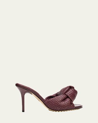 Bottega Veneta 90mm Cherry Intrecciato Leather Mules